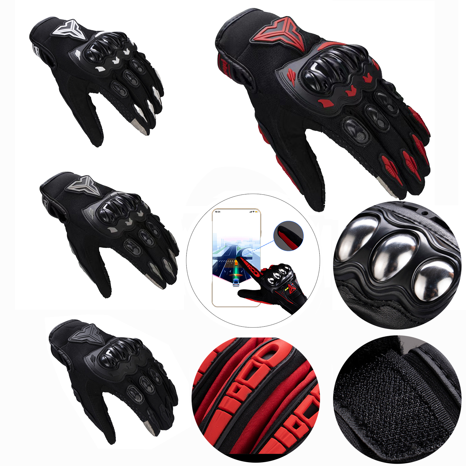 Touchscreen Motorcycle Gloves with Hard Shell