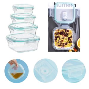 11oz Leak-Proof Glass Locking Lids Food Storage Containers