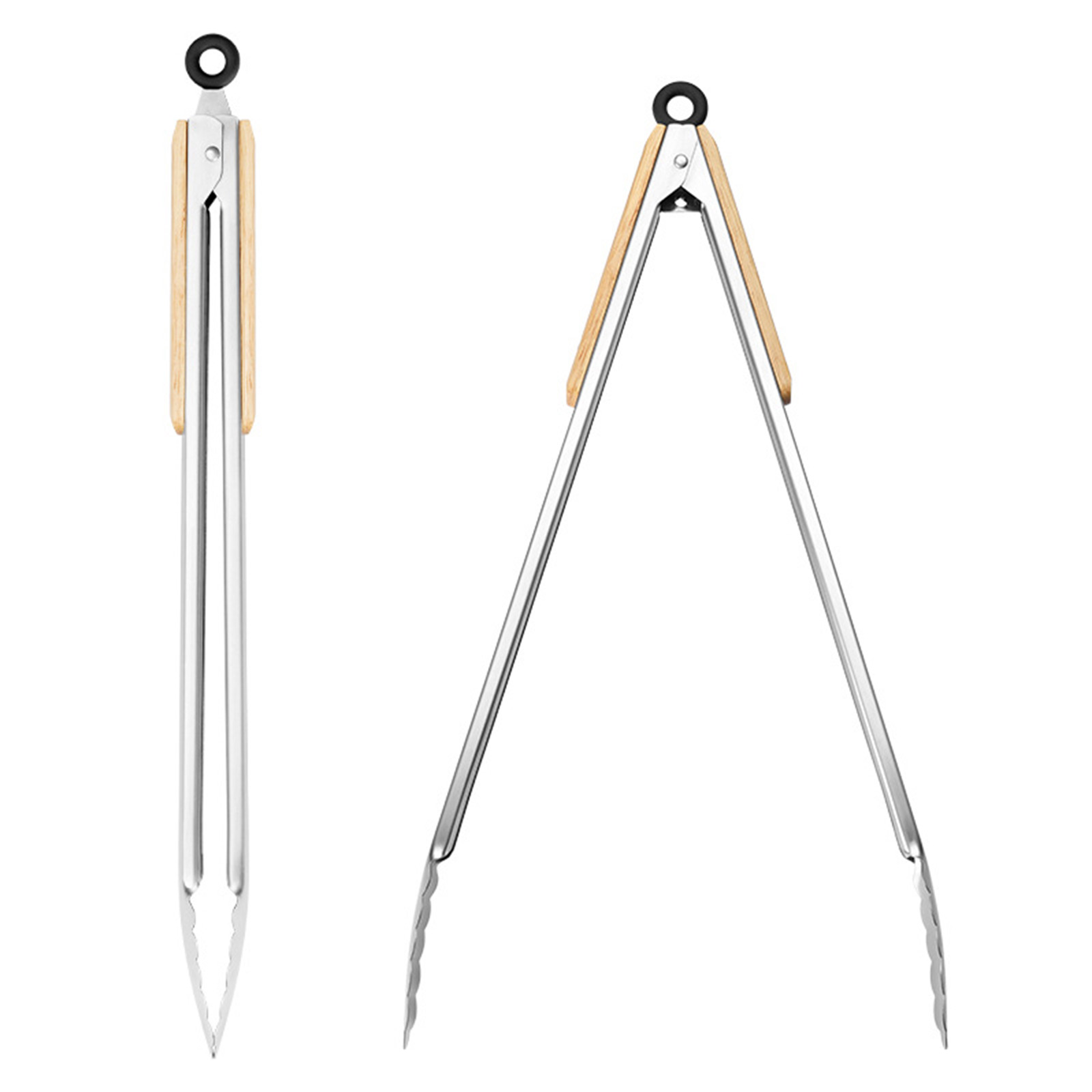 Stainless Steel Wood Handle Food Tong - Image 4