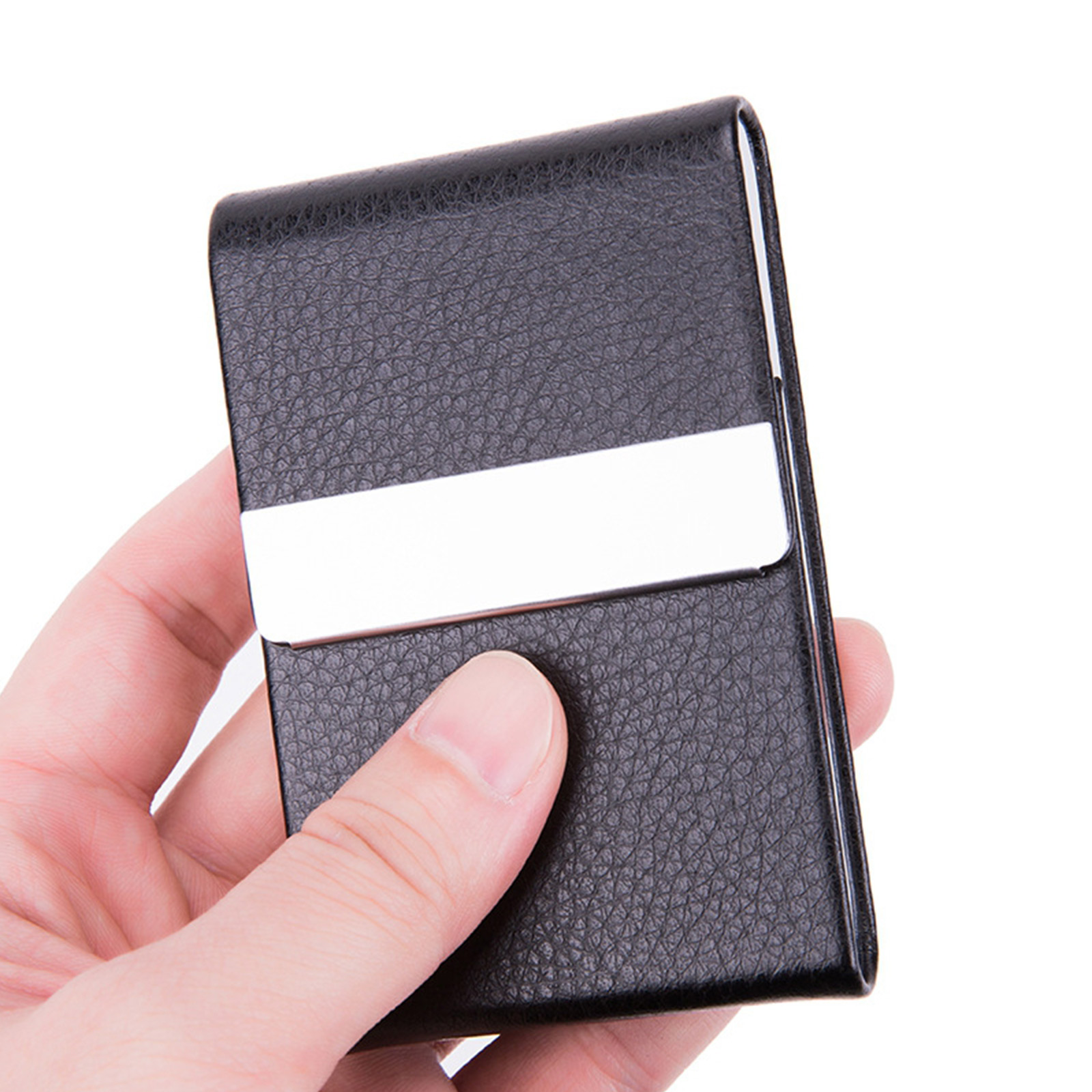 PU Leather Flip Business Card Holder - Image 4