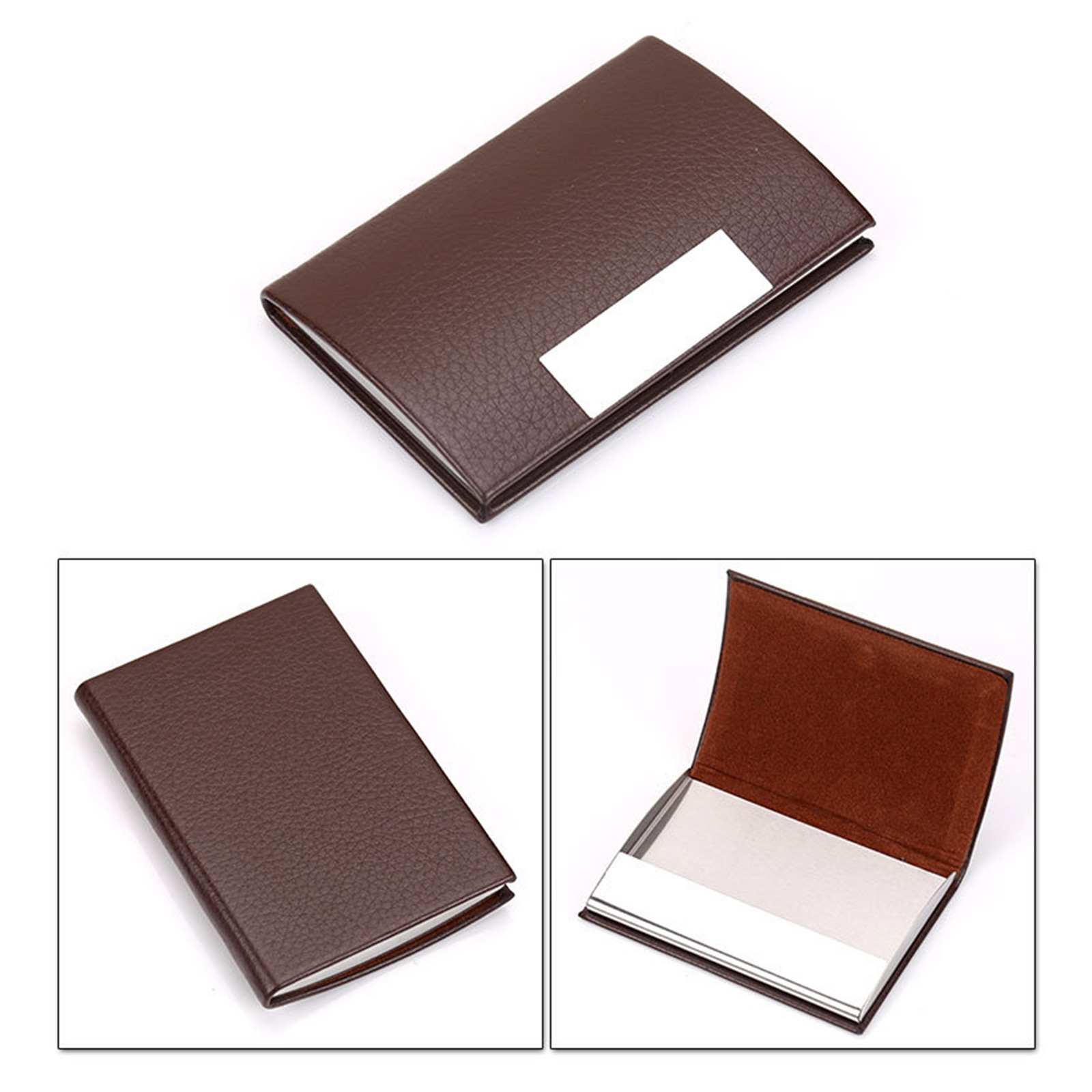 Pu Leather Stainless Steel Business Card Holder - Image 3
