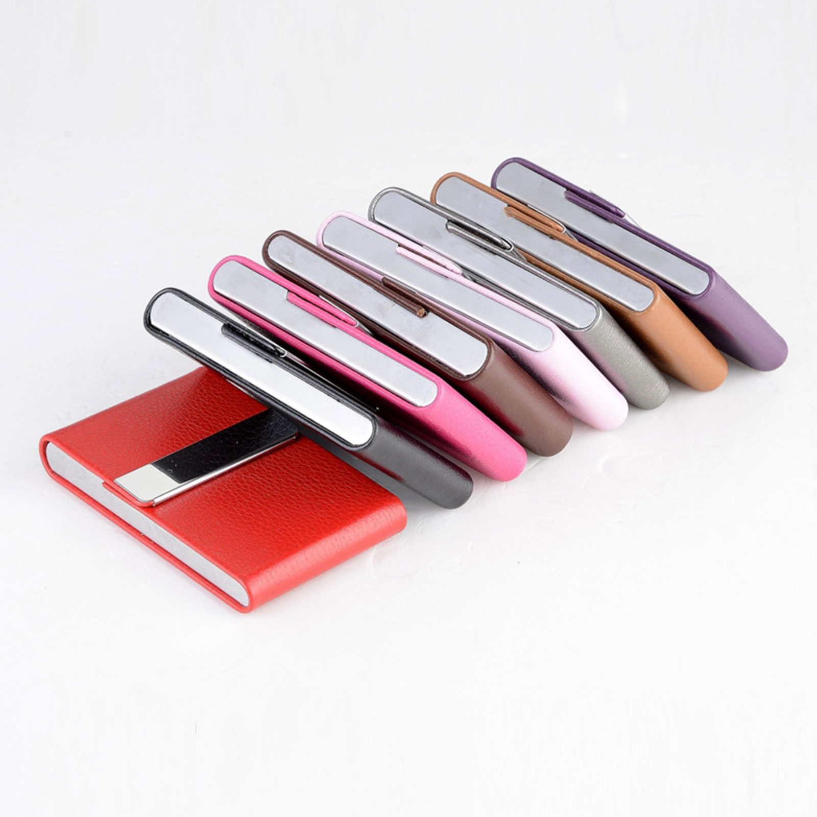PU Leather Flip Business Card Holder - Image 3