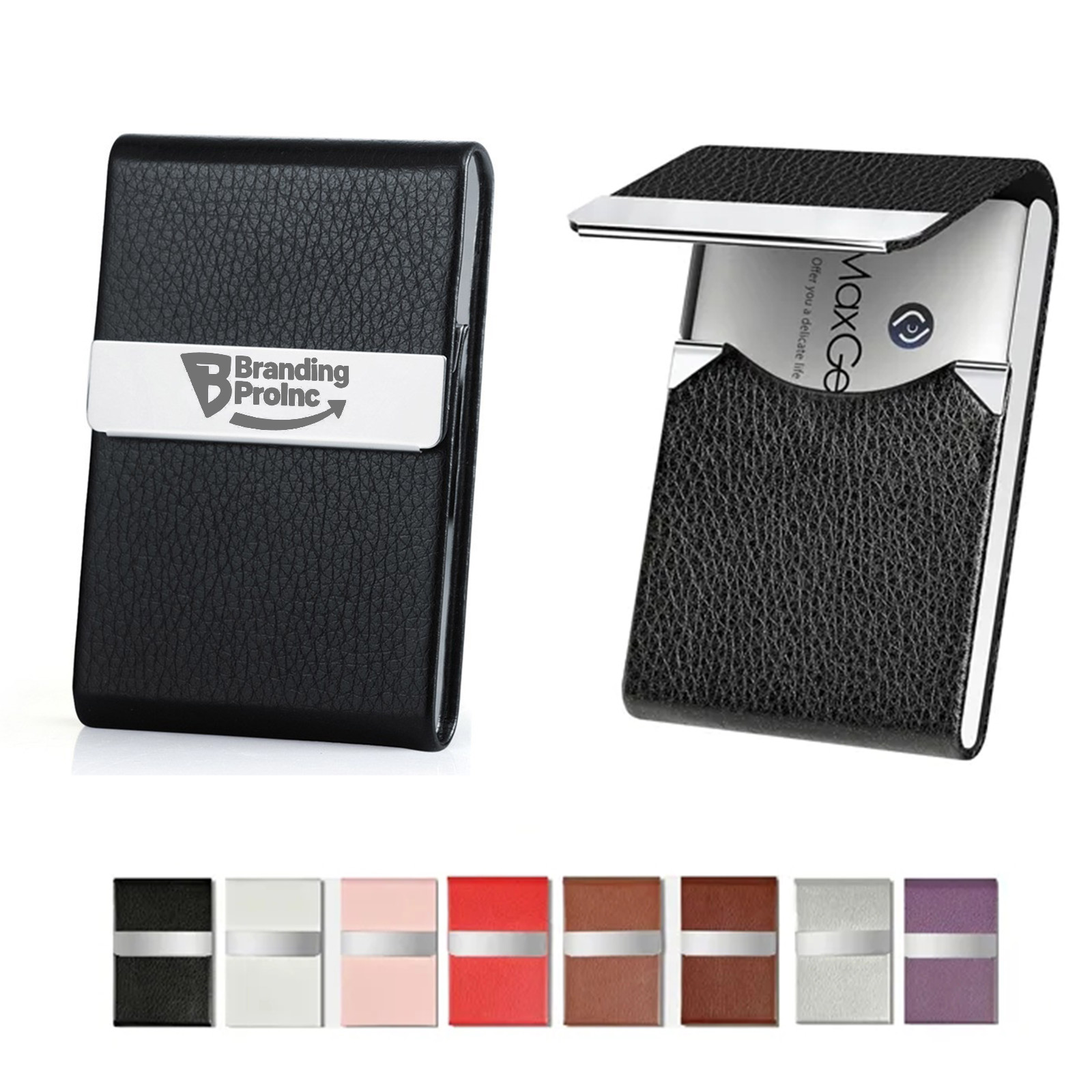 PU Leather Flip Business Card Holder