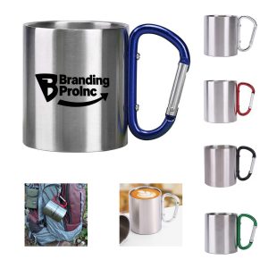 10oz Stainless Steel Mug with Carabiner Clip