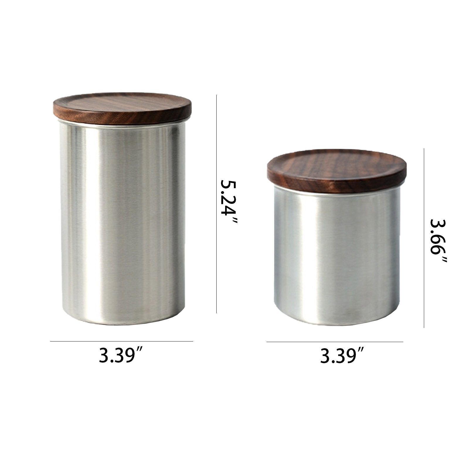 20oz Stainless Steel Coffee Bean Canister With Wooden Lid - Image 2
