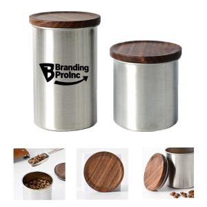 20oz Stainless Steel Coffee Bean Canister With Wooden Lid