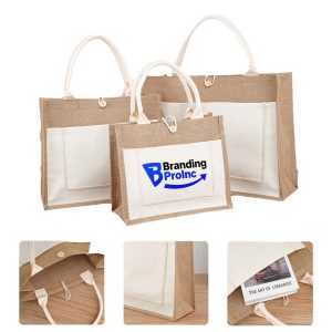Jute Canvas Tote Bag Reusable Handbag