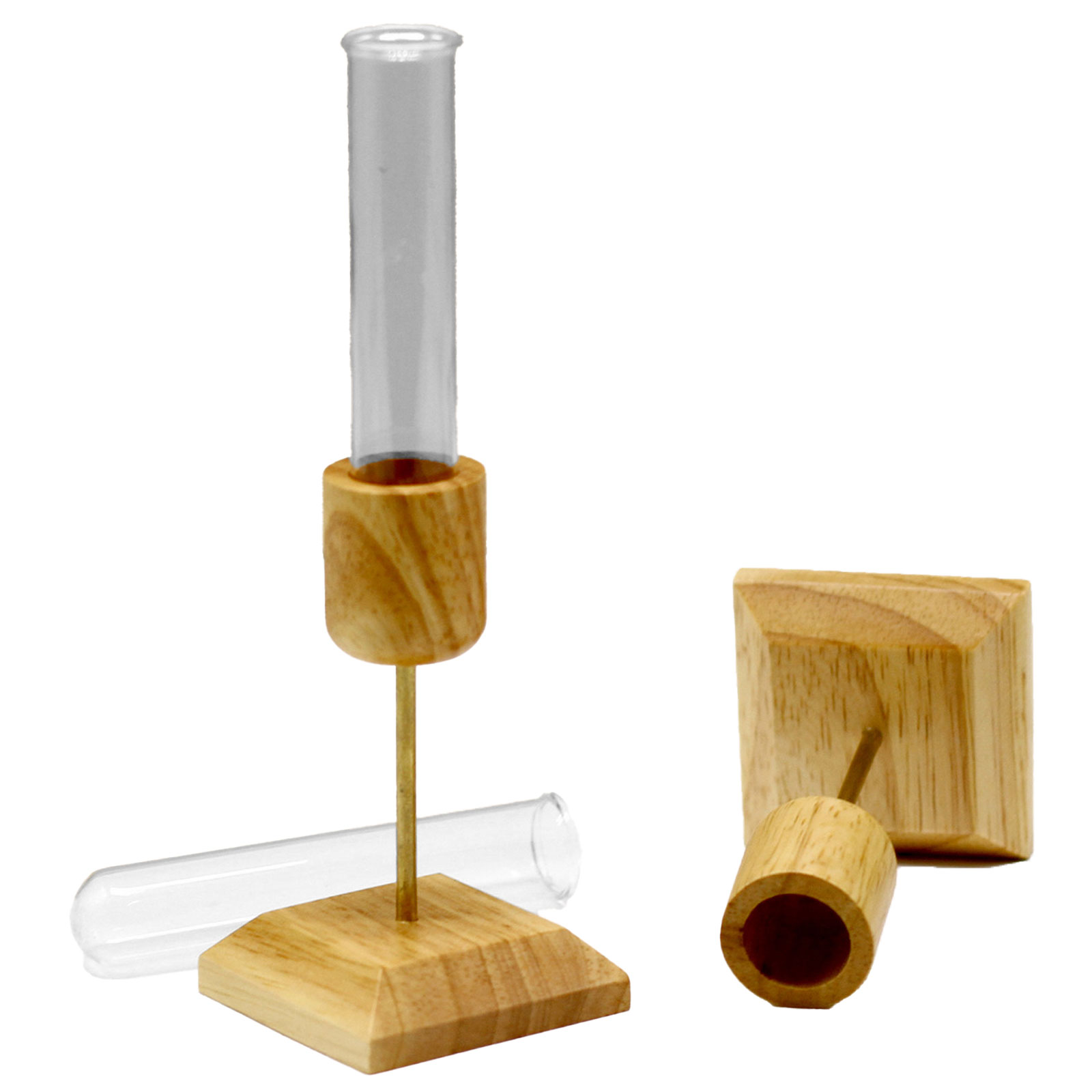 Wooden Base Glass Flower Vase - Image 2